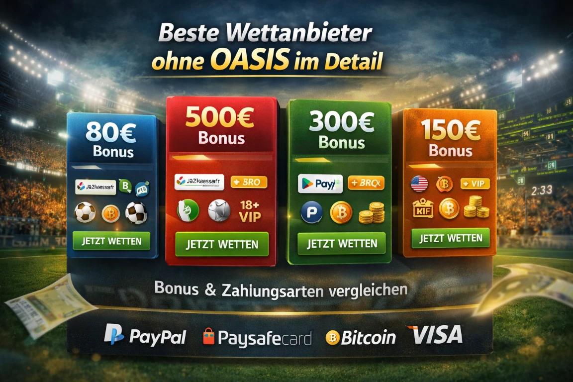 beste wettanbieter ohne oasis im vergleich mit bonus und zahlungsmethoden